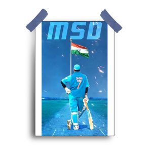 “MS Dhoni Artistry: 12×18 Poster Immortalizing Cricket Mastery”