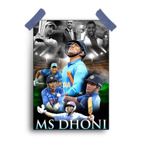 “MS Dhoni’s Cricket Saga: 12×18 Poster of Unforgettable Moments”