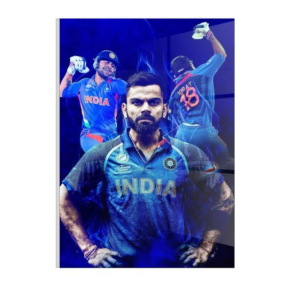 “Legendary Virat Kohli: Transparent Glass Acrylic Frame Canvas Art” A4 ...