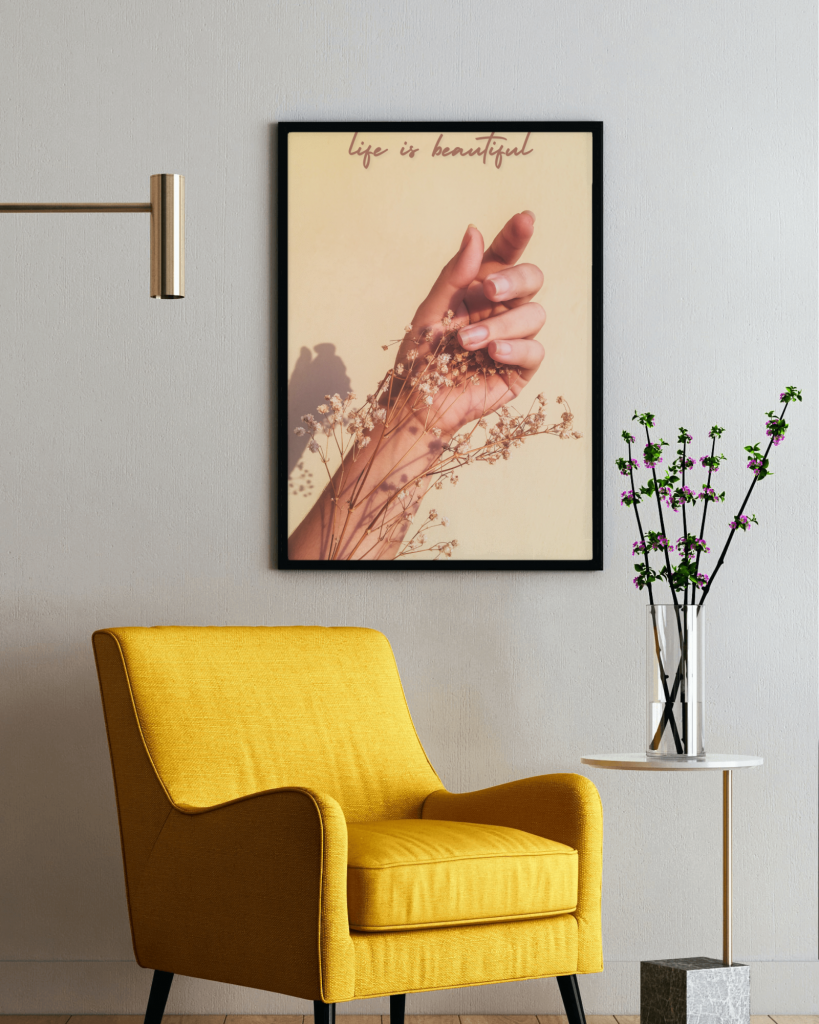 Elegant Beauty 'Life is Beautiful' Wall Art Minimalist Photo Frame