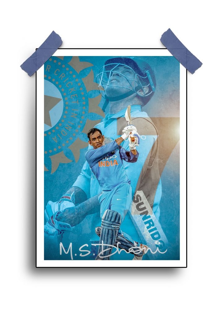 MS Dhoni Iconic Moments Poster - Cricket Wall Art for Fans