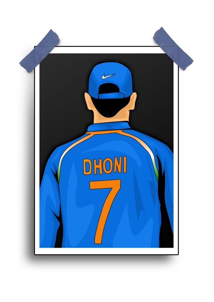 MS Dhoni Framed Poster for Cricket Fans