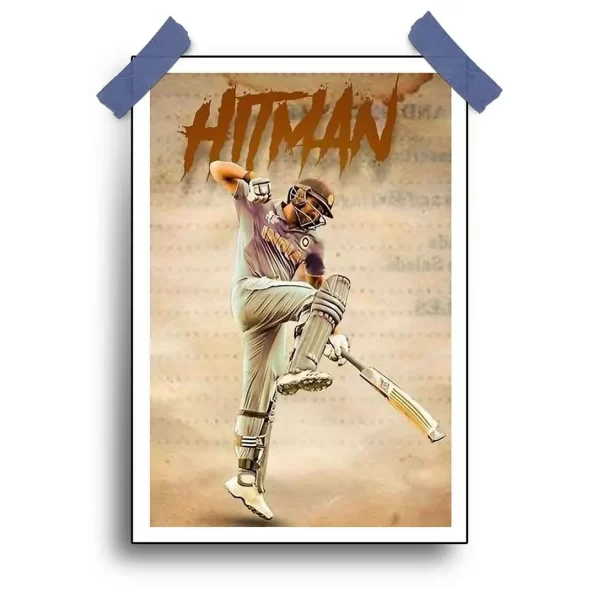 High-quality Rohit Sharma wall poster featuring the cricketer in action.