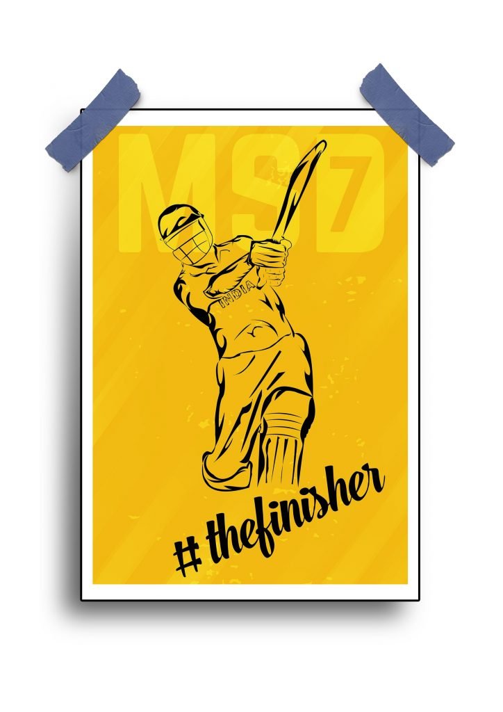 MD Dhoni Wall Frame – Cricket Legends Poster Frame