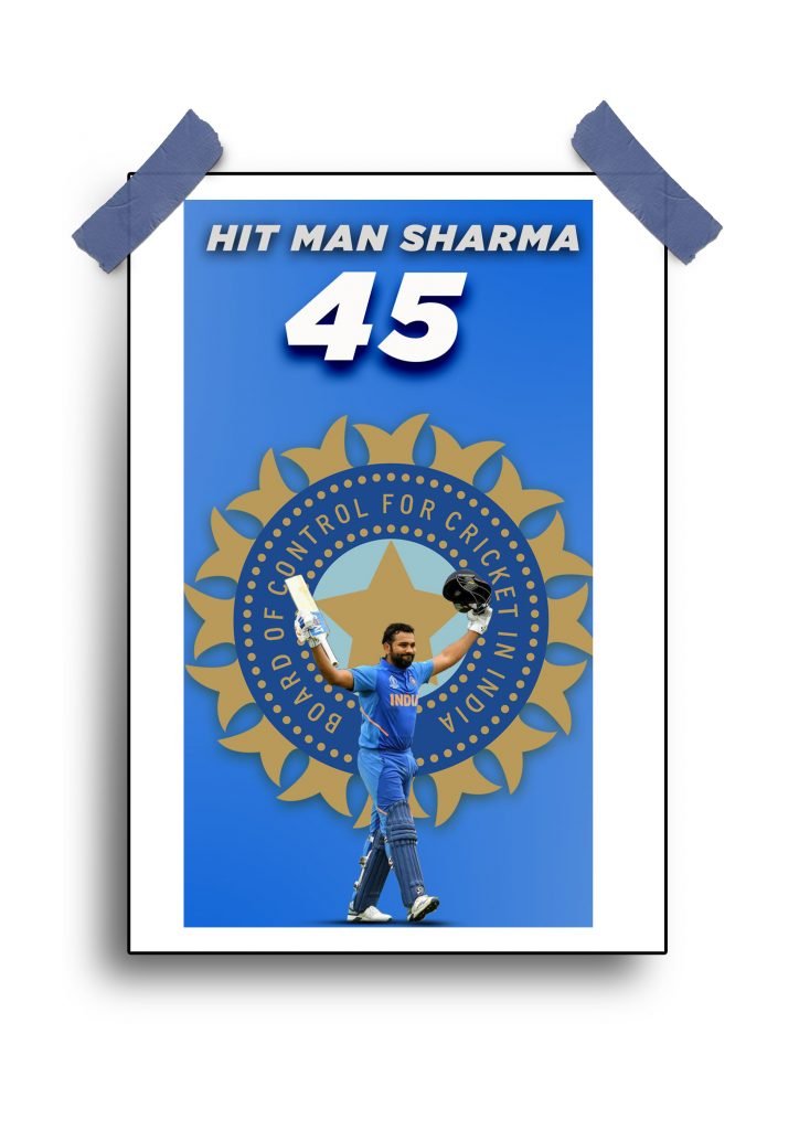 Rohit Sharma Poster featuring the iconic Indian cricket star in action.