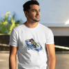 male model with side view wearing tshirt mockup 00165