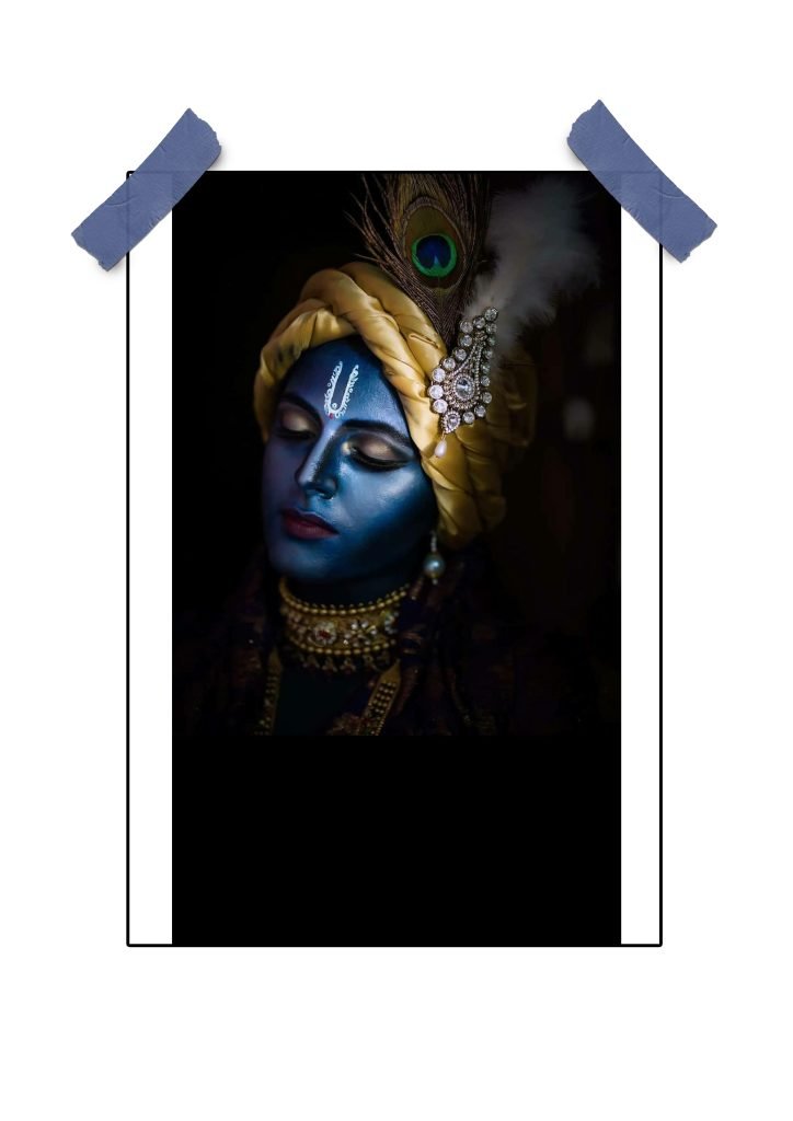 Shree Krishna Poster - Spiritual Wall Art of Lord Krishna with Divine Aura for Home Decor and Meditation