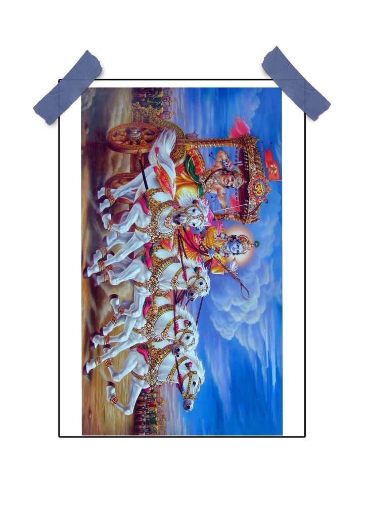 Krishna Arjun Poster showcasing the divine connection in Hindu mythology.