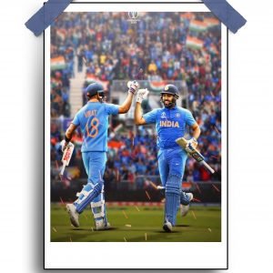 Rohit and Virat Poster Bleed Blue – 12×18 Glossy/Matte Finish