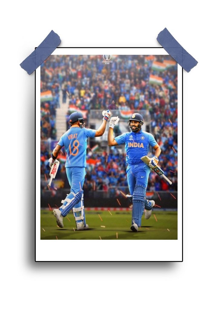 Rohit and Virat Poster with cricket theme
