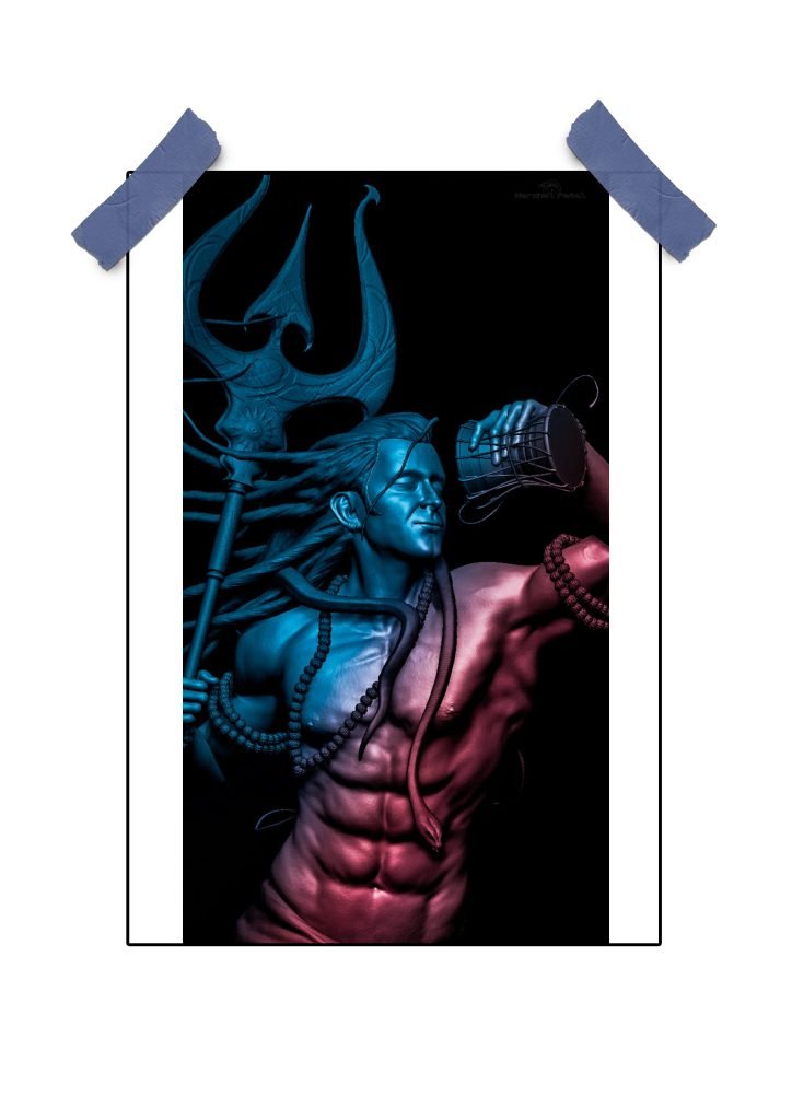Poster Shiva featuring Lord Shiva meditating with Trident and Crescent Moon