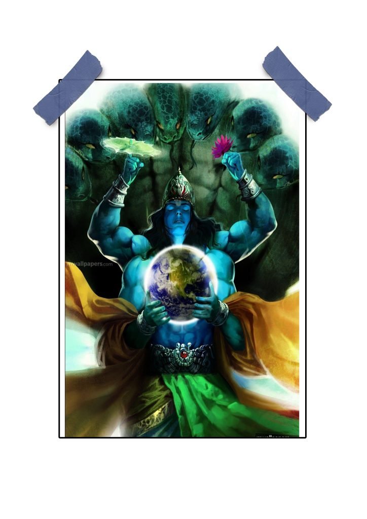 Elegant Vishnu Dev Poster for Home and Temple Decor