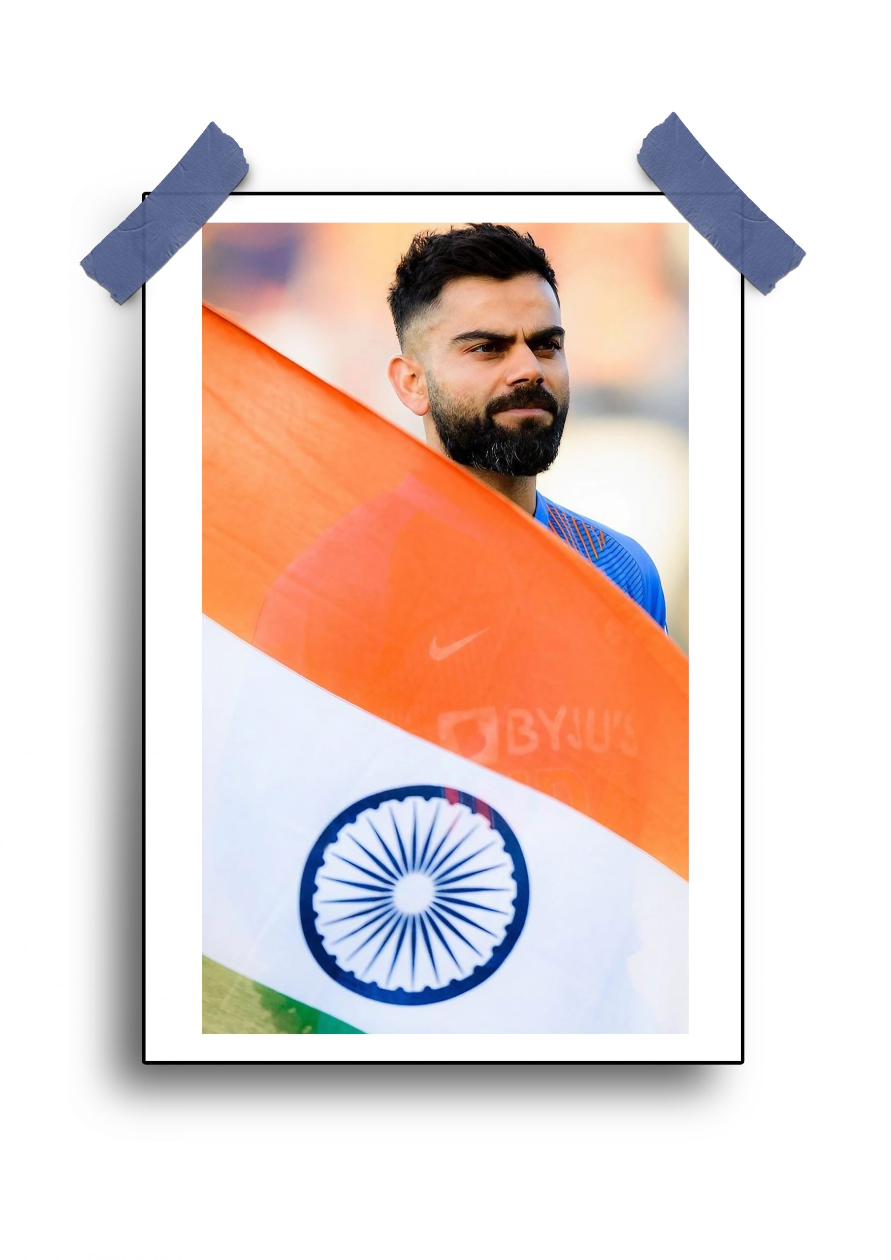 Virat Kohli with Indian Flag Poster
