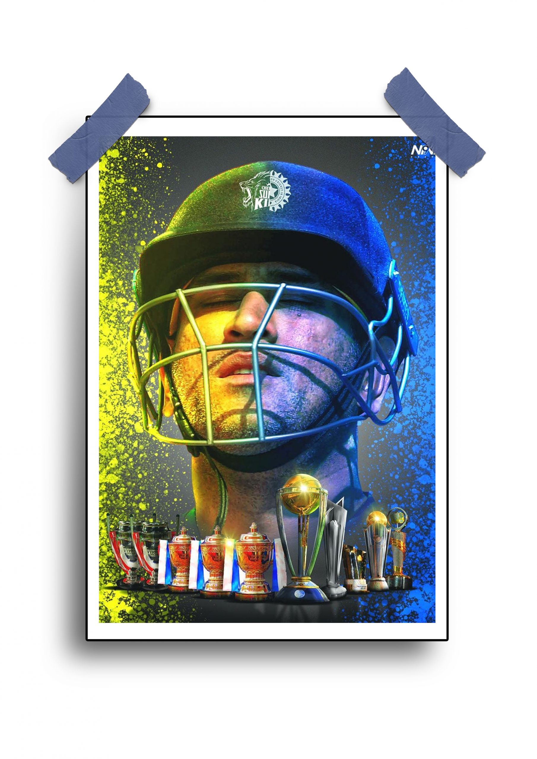 MS Dhoni Indian and CSK Theme Poster