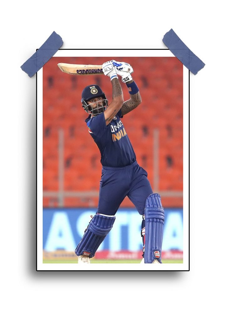 Premium poster of SuryaKumar Yadav Poster showcasing his dynamic batting style.