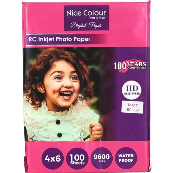 RC Inkjet Photo Paper 4×6 260 GSM Waterproof 100 Sheets