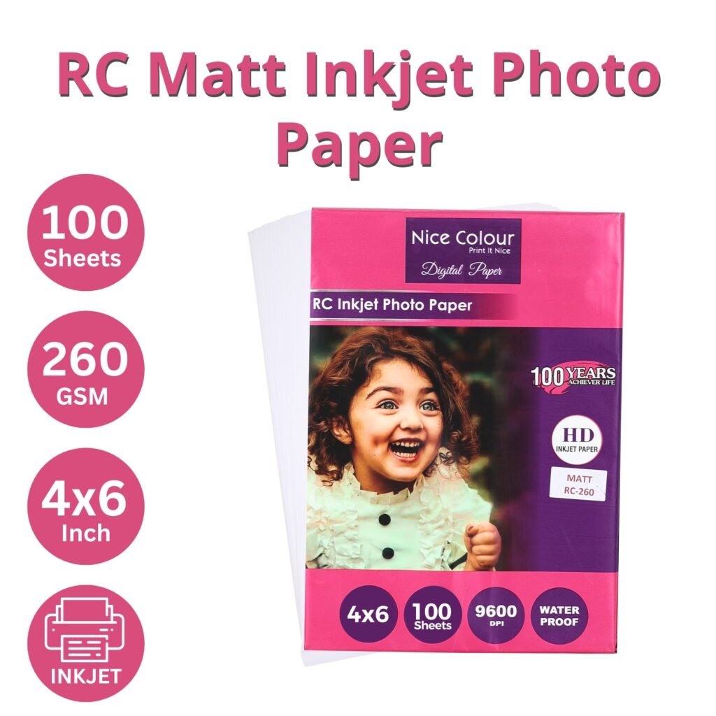 RC Inkjet Photo Paper 4x6 260 GSM Waterproof 100 Sheets – glossy resin coated