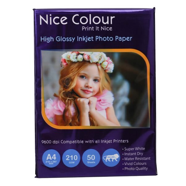 High Glossy Inkjet Photo Paper A4 210 GSM 50 Sheet - Premium Gloss Finish