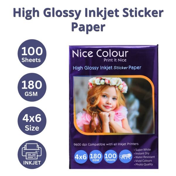 High Glossy Inkjet Photo Paper 4x6 180 GSM 100 Sheet – premium gloss finish