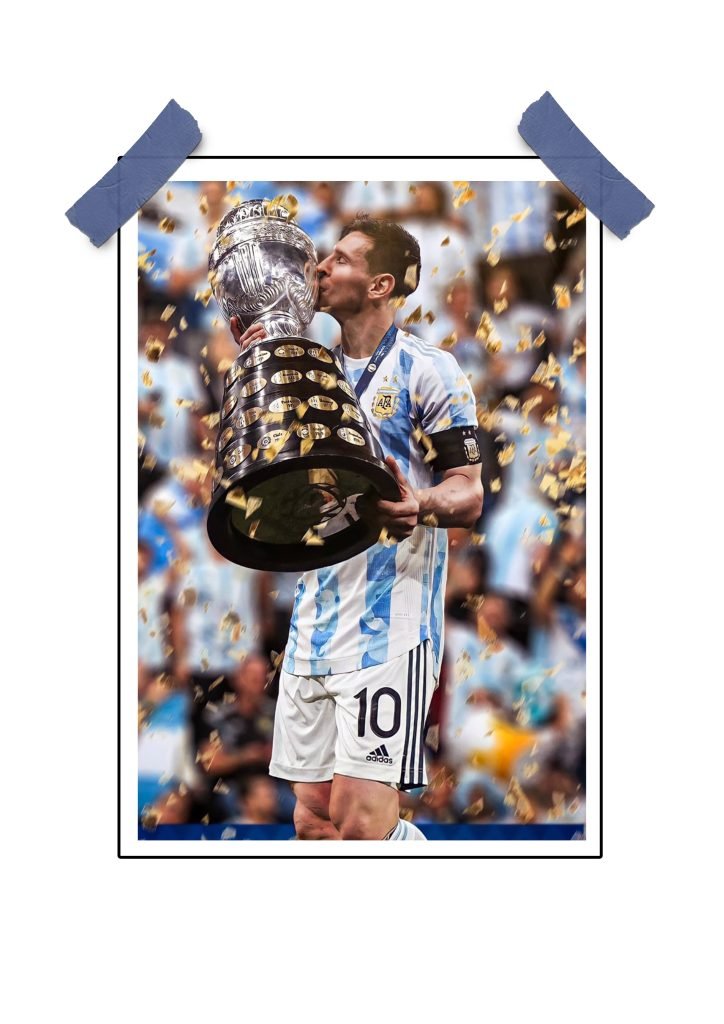 Lionel Messi poster: high-quality football wall art featuring Messi in action.