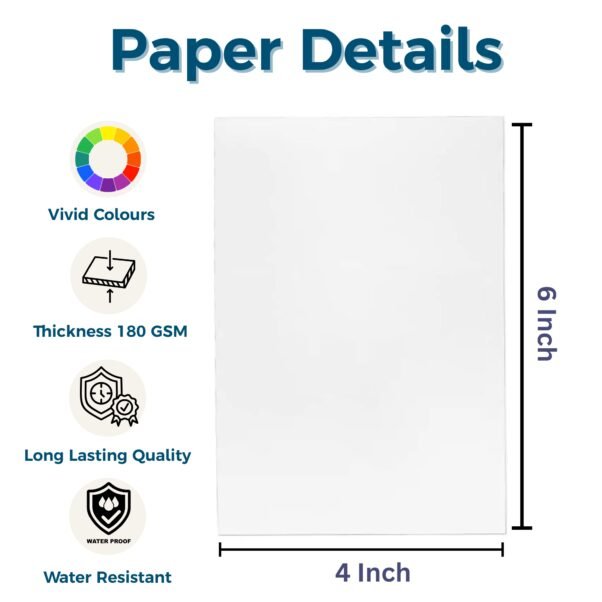 High Glossy Inkjet Photo Paper 4x6 180 GSM 100 Sheet – premium gloss finish