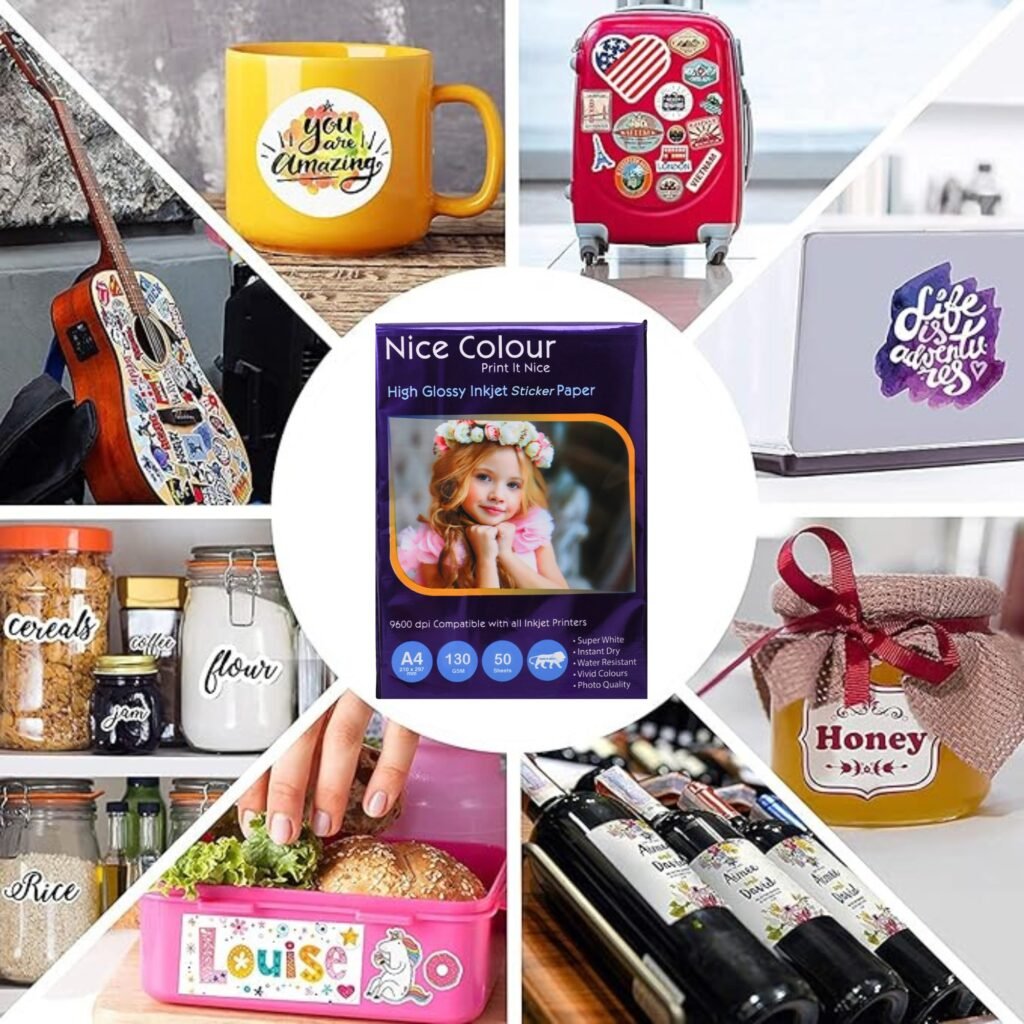 High Glossy Inkjet Sticker Paper A4 130 GSM Pack of 50 Sheets
