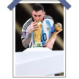 Messi’s Cup Kiss Football Poster – 12″x18″ Glossy & Matte Finish