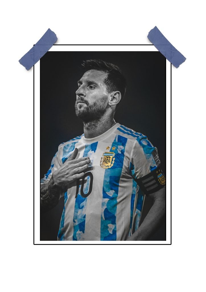 Football player poster featuring action-packed design, sports-themed art