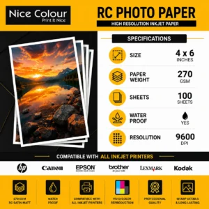 RC Inkjet Photo Paper 4×6 270 GSM Waterproof 100 Sheets