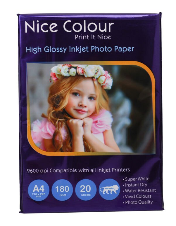 High Glossy Inkjet Photo Paper A4 180 GSM 20 Sheets by PrintItNice