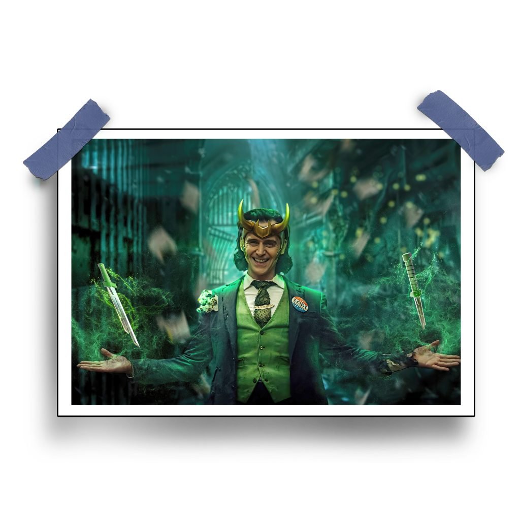 Loki Wallpaper Poster showcasing vibrant colors and high-resolution print quality with Marvel characters in full action.