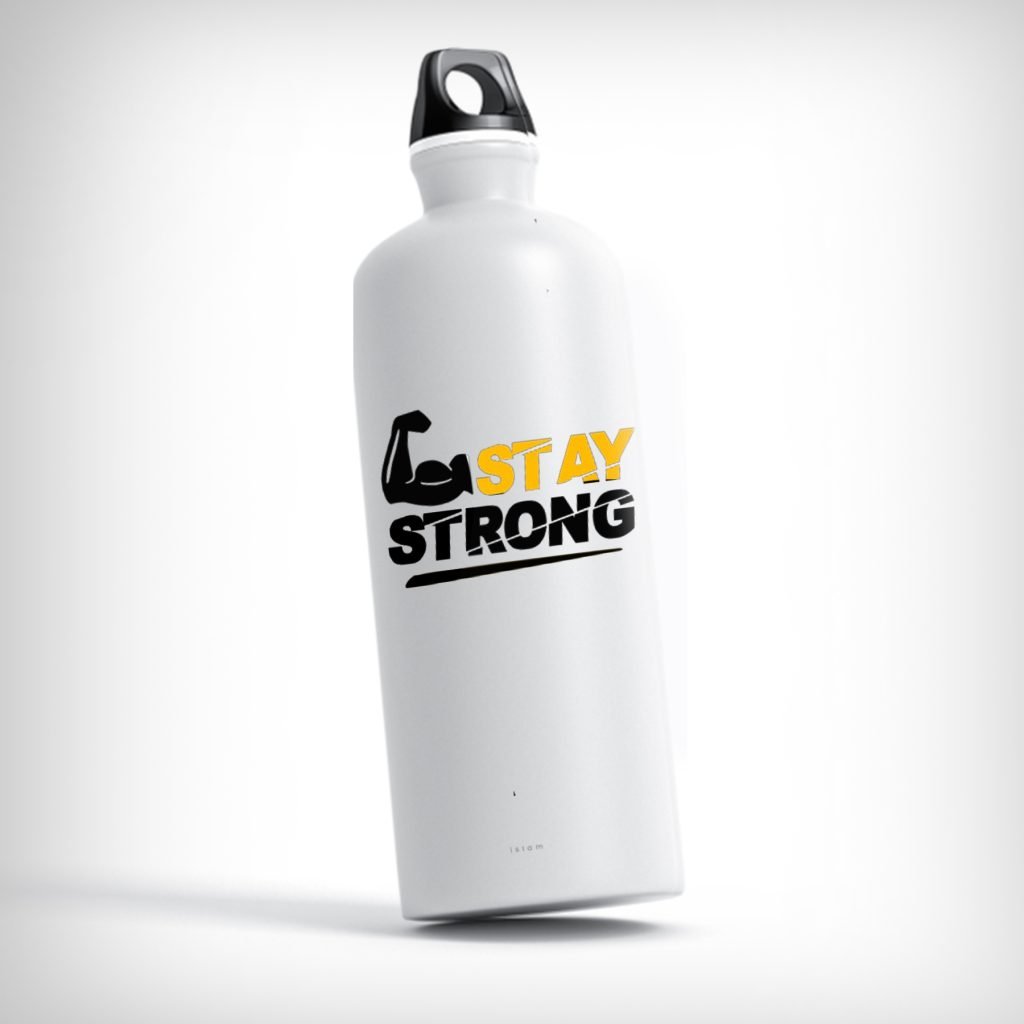 Stay Strong Water Bottle with a motivational design perfect for gym workouts