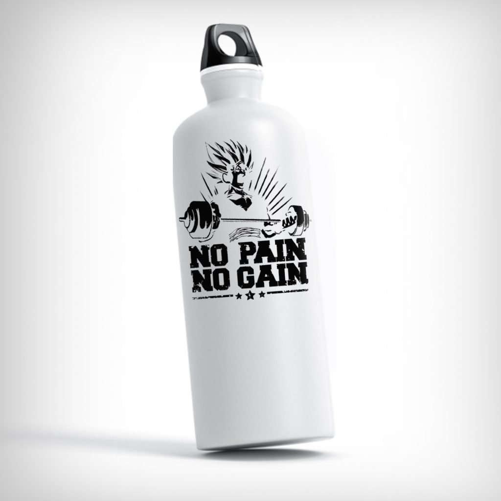 No Pain No Gain Water Bottle with a motivational design perfect for gym workouts