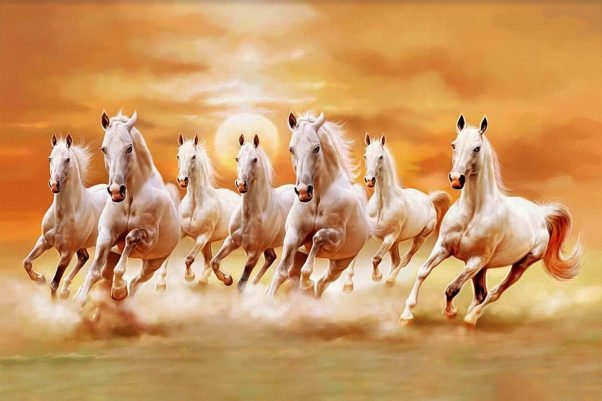 7 Horse Running Canvas Poster