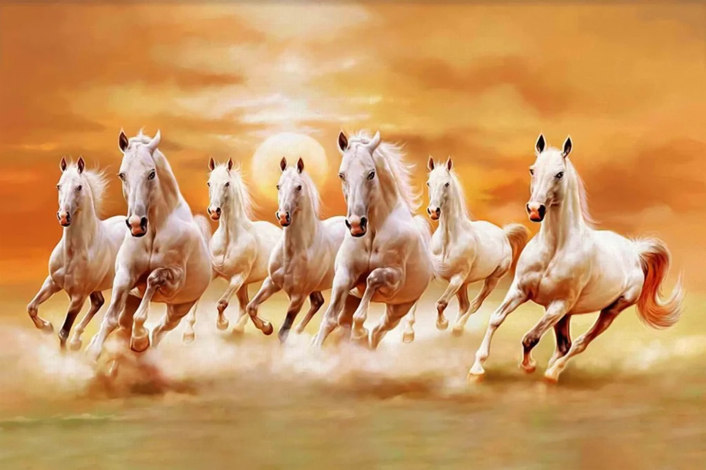 High-quality 7 horses poster for home and office décor