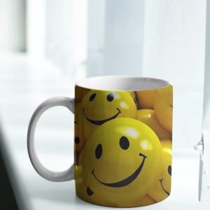 Yellow Smiley Mug: Cute Ceramic Coffee Mug for Office & Home