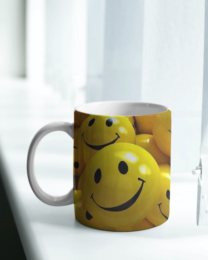 Yellow Smiley Mug: Cute Ceramic Coffee Mug for Office & Home