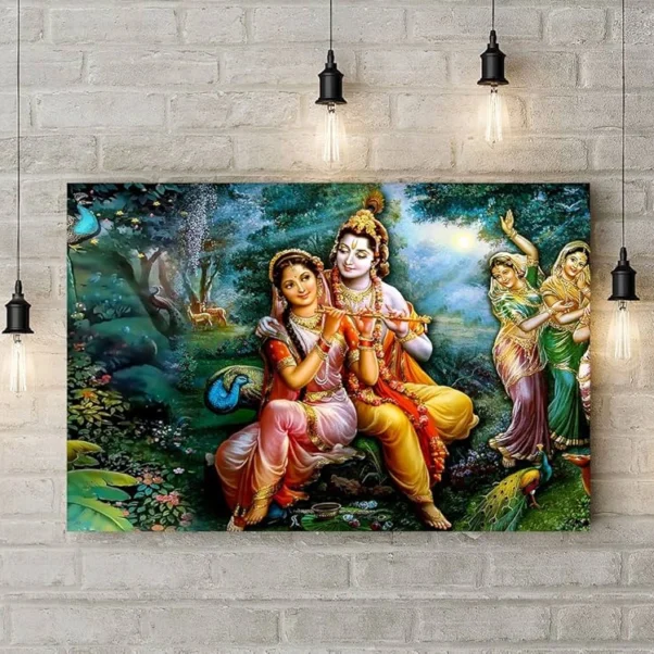 Beautiful Radha Krishna canvas poster for spiritual home decor