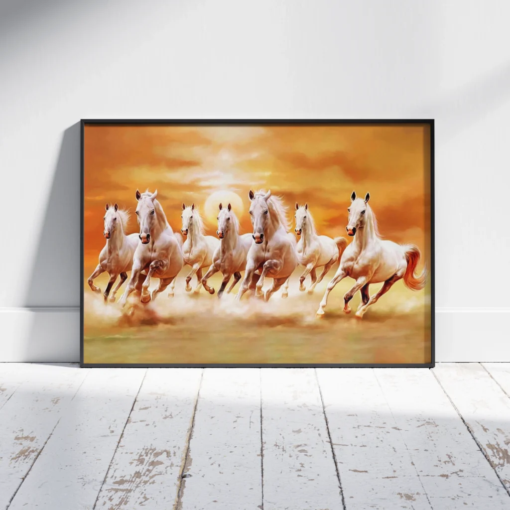 Beautifully designed 7 horses poster to attract positive energy