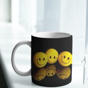 Cheerful Smiley Mug with Fun Emoji Design