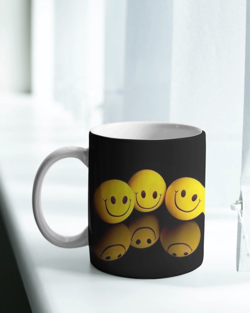 Cheerful Smiley Mug with Fun Emoji Design