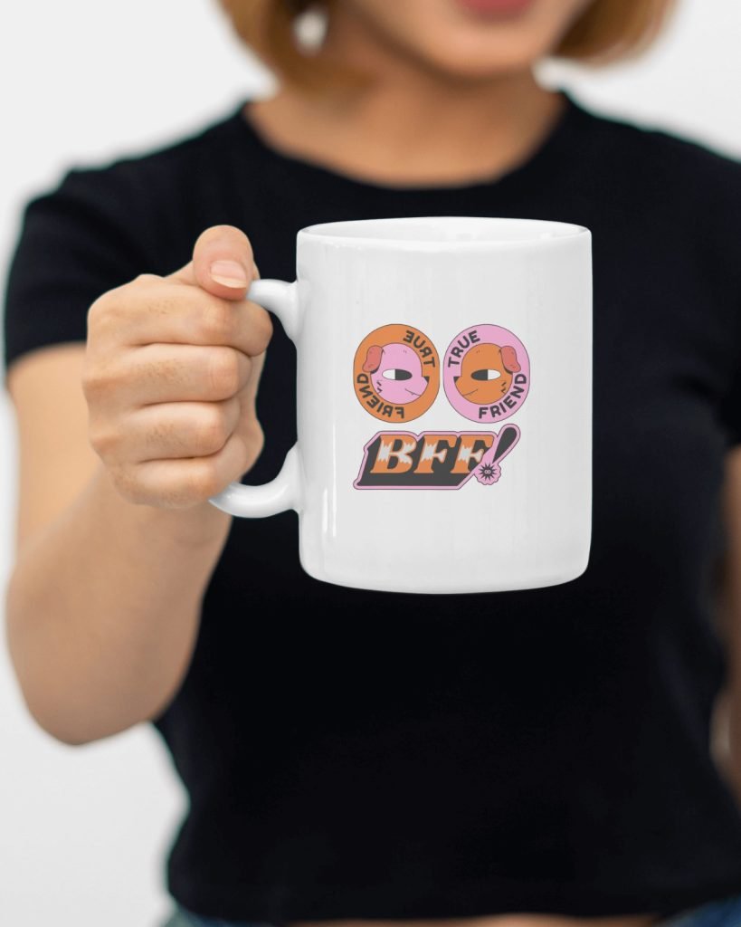 Beautiful best friend mugs with unique designs, celebrating friendship.
