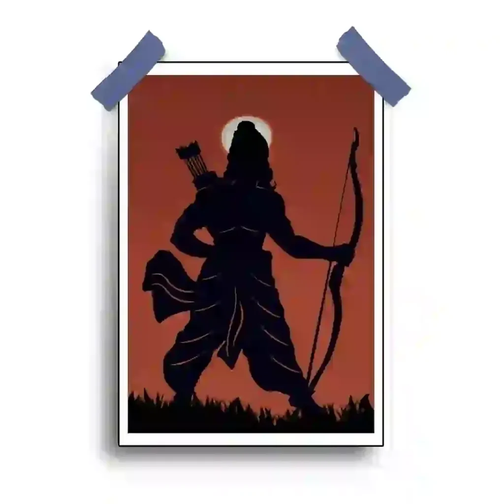 Shri Ram Jai Shri Ram Poster featuring Lord Ram with a divine aura and blessing posture