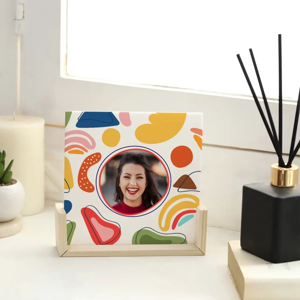 Custom wall frames showcasing personalized photo print.