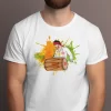 A model wearing a colorful Happy Holi T-Shirt with a festive design.