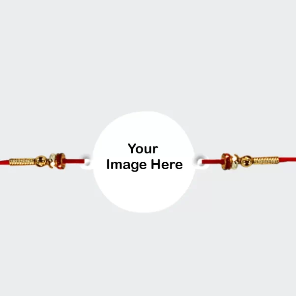 Customized Rakhi with a personalized photo of brother and sister.