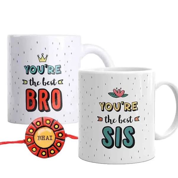 Rakhi Hampers Online with 2 Printed Mugs