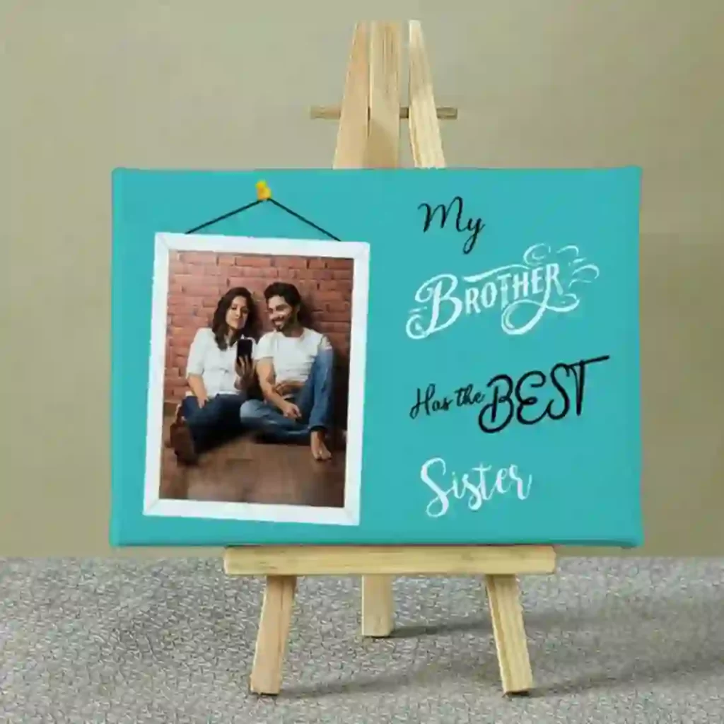 Personalized Photo Canvas and Rakhi Combo