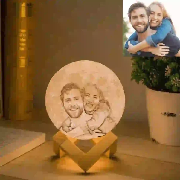 Moon Lamp with Photo - Personalized 3D Printed Moon Lamp