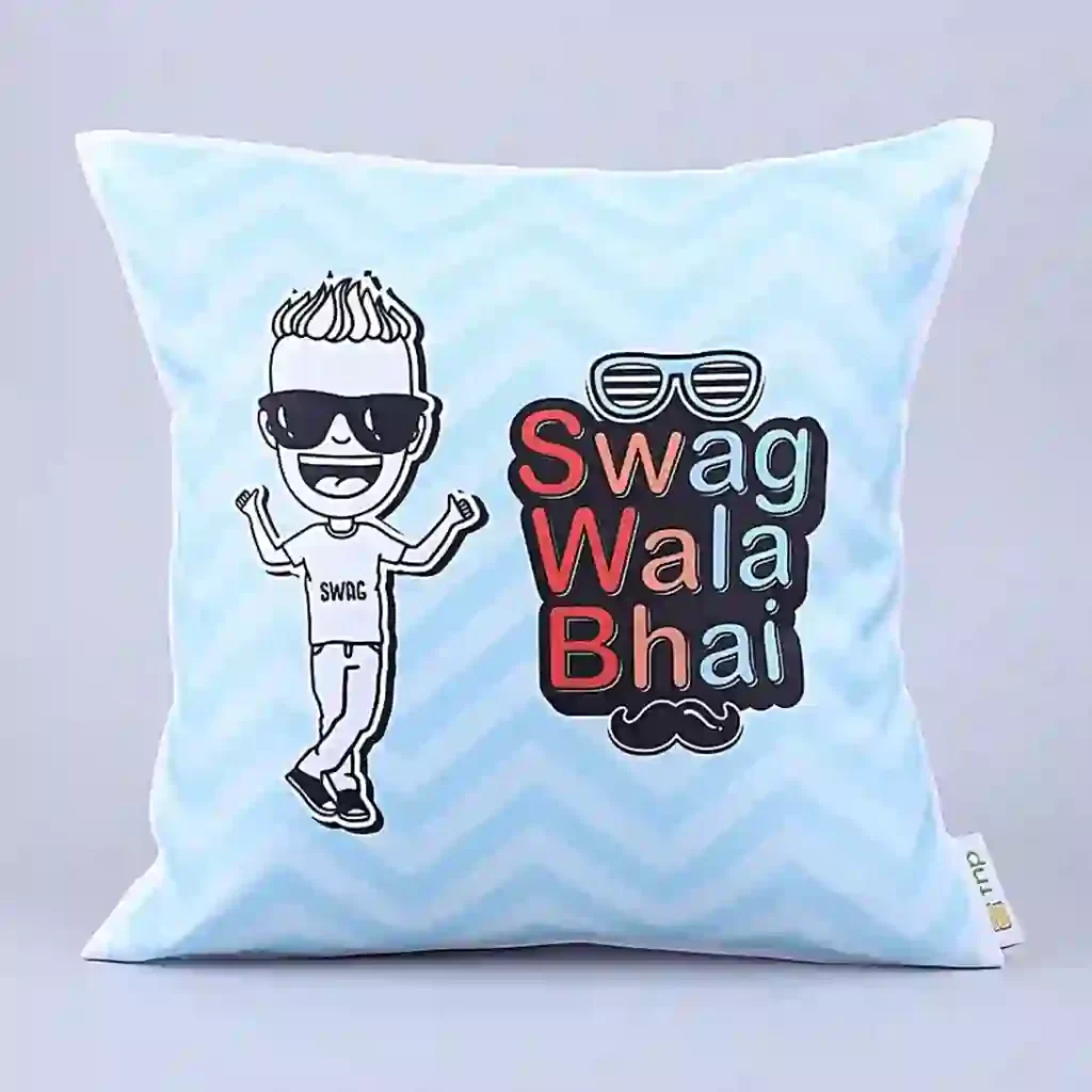 Send Rakhi Online - Rakhi Hamper with Printed Mug, Pillow & Rakhi